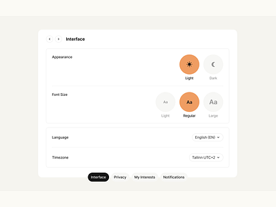 interface settings accessibility dark mode dark mode switch interface light mode mode selection platform settings ui