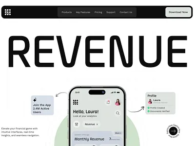 Revenue-Tracking-and-Management Design after effects animation app design clean creative interaction design landing page mobile app promotion page modern motion graphics ui uiuxdesign user interaction design ux web web design web motions website design