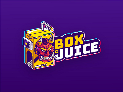 Box Juice cartoon logo cyberpunk drink hannya mas juice juice logo logo logo design logo mascot mascot mascot logo