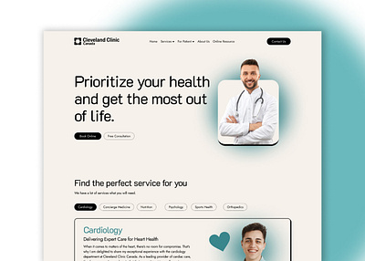 Cleveland Clinic Canada branding design devwarriorr home page design landing page design medical clinic website ui uiux web design webdesign website website design