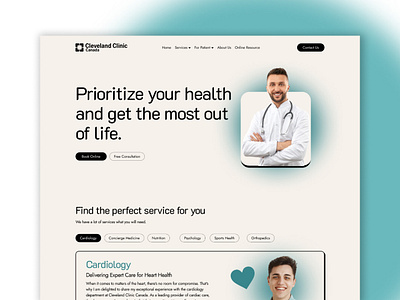 Cleveland Clinic Canada branding design devwarriorr home page design landing page design medical clinic website ui uiux web design webdesign website website design