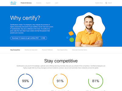 "Why Certify?" Cisco Page cisco elearning landing page ui ux