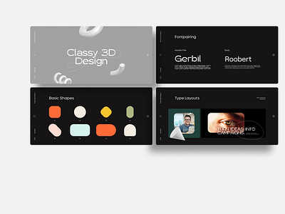 Stylescape for Heypixel 3d agency branding classy dark layouts minimalist presentation stylescape typograhy