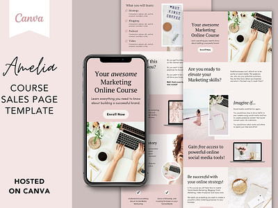 Course Sales Page Template Canva canva sales page canva template canva website design course template online course template online sales page website design website presentation website template