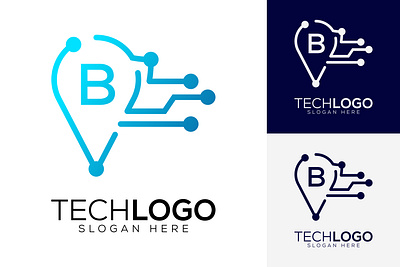 vector technology letter b logo digital circle