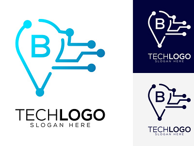 vector technology letter b logo digital circle