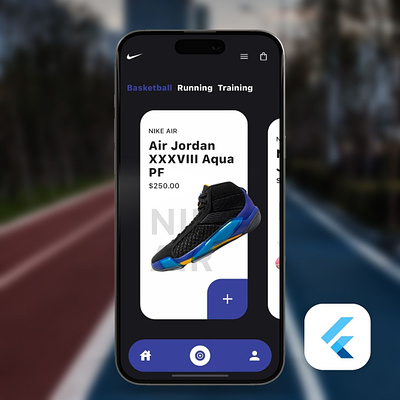 FlutterFit Motion: Nike Running Shoes UI Kit android animation app branding ecommerce fit fitness flutter ios kit motion graphics nike race running shoes shop sneakers sports ui widget