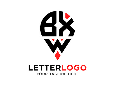 BXW letter location shape logo design. BXW letter location logo graphic