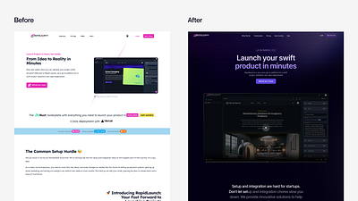 RapidLaunch: Before | After redesign ui ux website