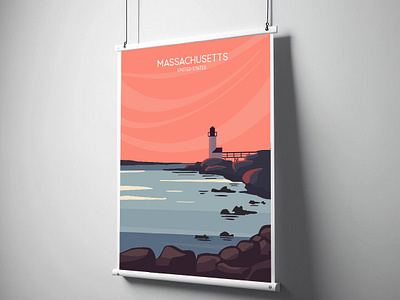 Massachusetts, retro color travel poster design graphic design poster retro retro poster travel travel poster travels vintege