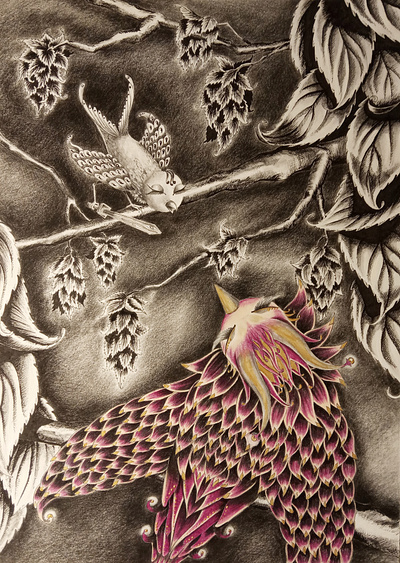 Birds draw drawing fairytail illustration traditionaldrawing