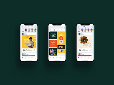 Social Media Mockups for Heypixel 3d advertising agency app design campaign creative fun instagram mobile app mockup phone social social media design vibrant