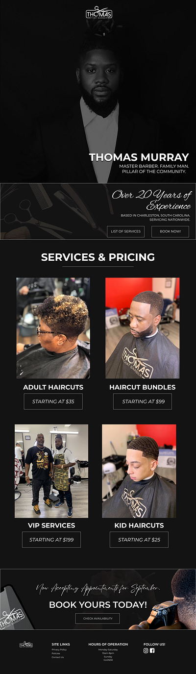 Custom Website Design for Thomas That Barber graphic design ui website design