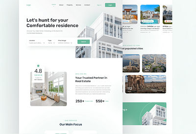 Real Estate Website Landing Page design figm figma graphic design house landing page property real estate ui ui website uidesign uiinspiration uiux userinterface website