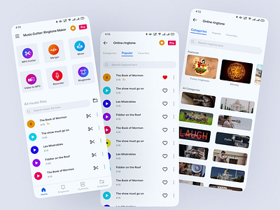 Music Cutter & Mixer app dark mode minimal mobile music cutter ringtone ui uiux ux