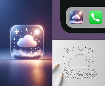 Dream Cloud App Icon ☁️ app art design forecast glass graphic design icon ui weather