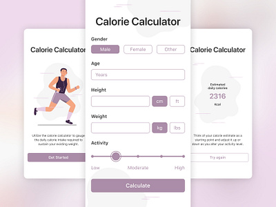 Calorie Calculator – Mobile App app calculator calorie colors fitness health interface mobile app nutrition sport ui ux