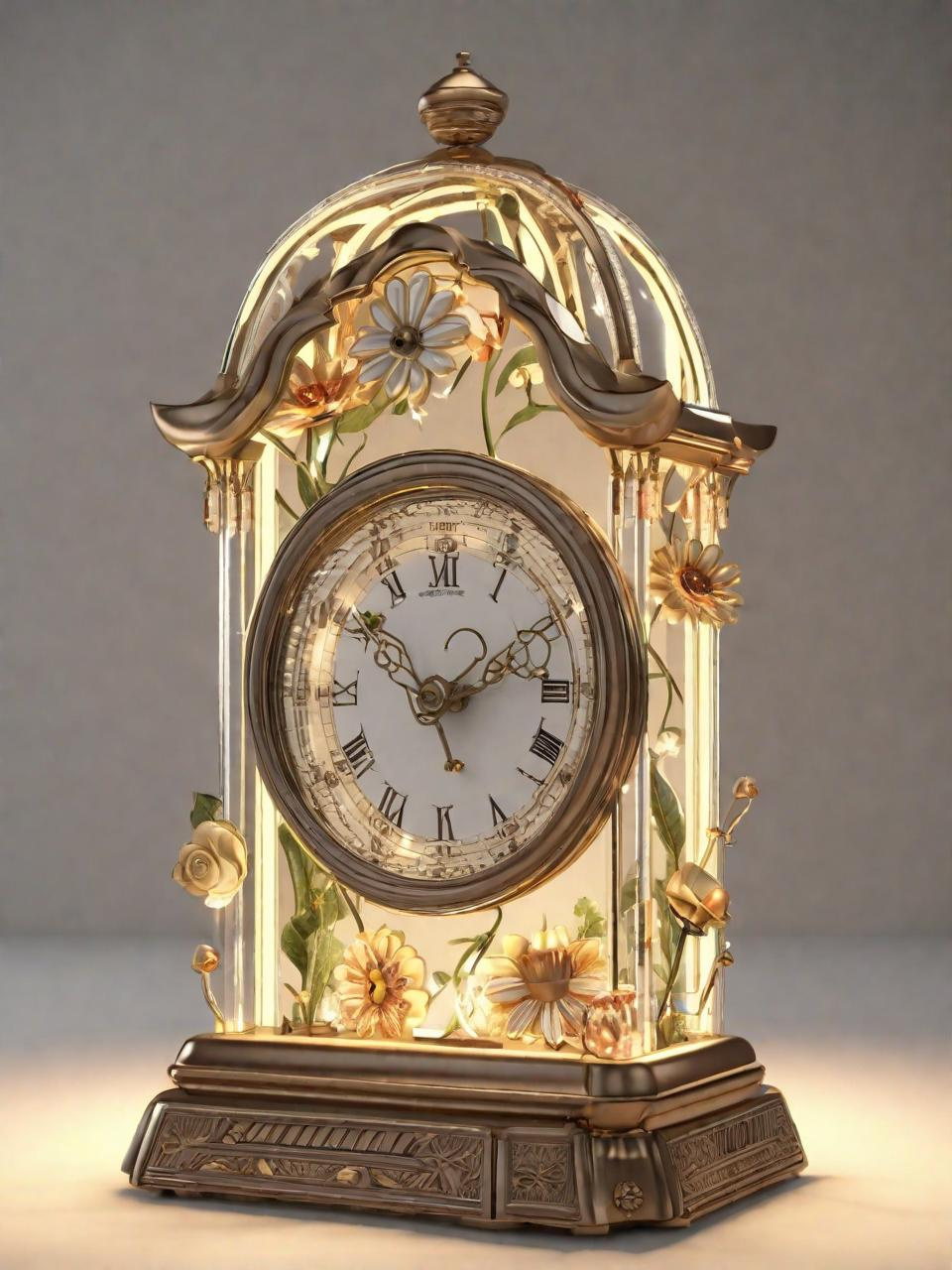 Vintage floral Clock Design (Generative AI Art) 3d graphic design ui