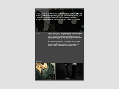 Desktop Layout Concept for Rick Owens figma graphic design web design wireframe
