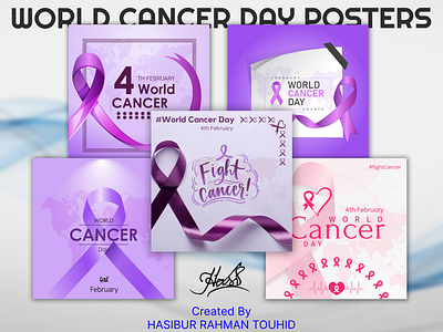 World Cancer Day Social Media Posters cancer cancer week facebook post figma graphic design graphics design illustration international cancer day social media poster world cancer day poster