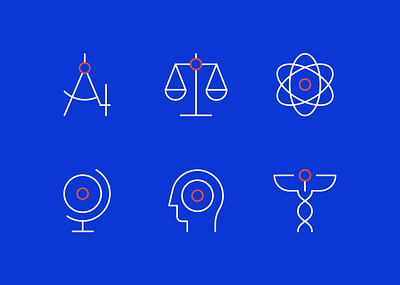 University of Wollongong - Icons atom brand branding degree design geometric graphic design grid icon iconography line maths medical pictogram psycology science study ui university vector