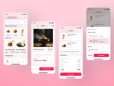 FlavorFleet: Food to your home delivery figma food graphic design pink red ui