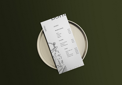 Bohemmía Menu Display food graphic design illustration menu design minimalist one ink restaurant