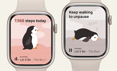 Sketch 01: Penguin walking pal apple watch illustration sketch ui watch