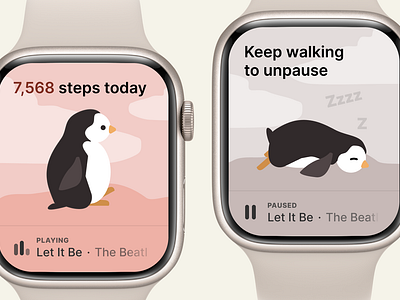 Sketch 01: Penguin walking pal apple watch illustration sketch ui watch