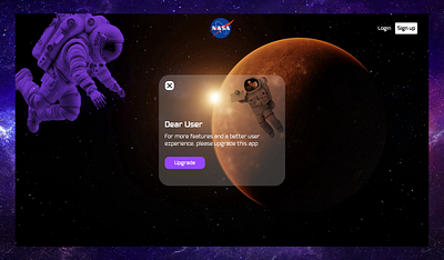 Pop-up Overlay cosmos dailyui design desktop page nasa pop up ui uidesign ux website
