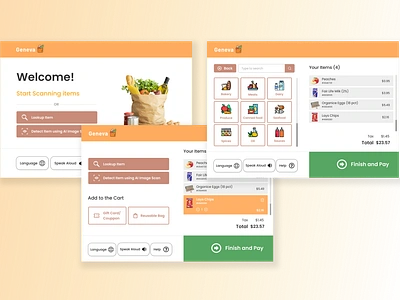 Self checkout grocery store - Geneva branding business grocery high fidelity screens local business local store mockups self checkout ui uiux design ux ux design