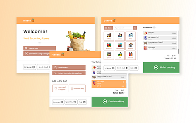 Self checkout grocery store - Geneva branding business grocery high fidelity screens local business local store mockups self checkout ui uiux design ux ux design