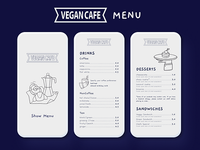 Daily UI Challenge #43 ; Vegan Cafe Menu App 100 day 3d animation app branding cafe challenge dailyui design figma graphic design illustration logo menu motion graphics product ui ux vegan web