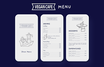 Daily UI Challenge #43 ; Vegan Cafe Menu App 100 day 3d animation app branding cafe challenge dailyui design figma graphic design illustration logo menu motion graphics product ui ux vegan web