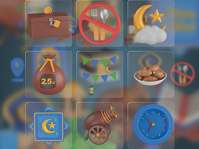 Ramadan 3D Icon Set 3d 3d icons cannon ramadan cresent cresent moon dates eating time fasting icons illustration infaq islamic decoration islamic ornament no food ramadan mubarak ramdan 3d icon ui zakat رَمَضَان كَرِيم