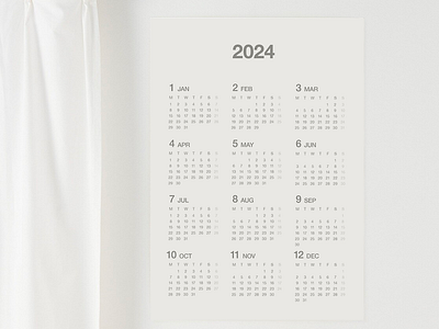 Muji Inspired Poster 2024 Calendar poster