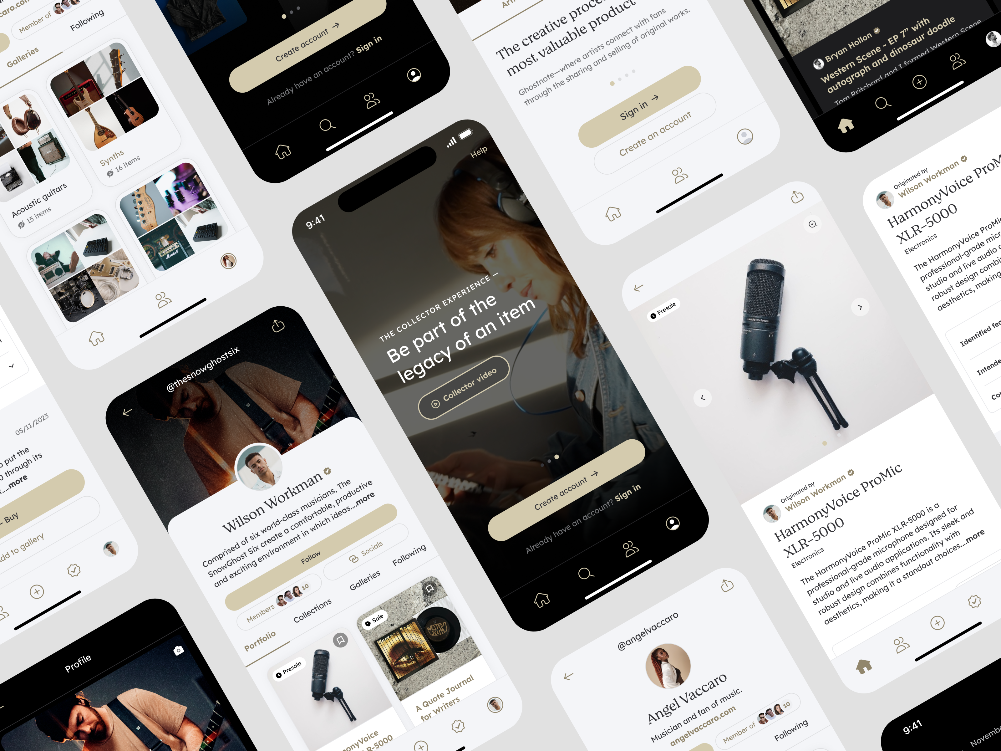 Ghostnote animation branding dark ecommerce explore item light mobile mobile app mobile design music music app product design profile ui ui design ux design