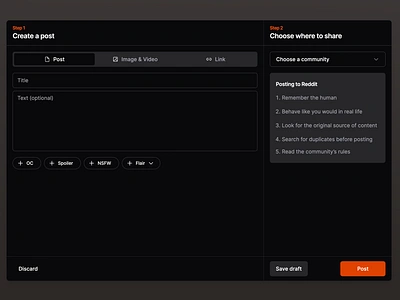 Reddit Create Post Experience create post design dialog experience interface design modal reddit ui ui design user experience ux ux design uxui web design website
