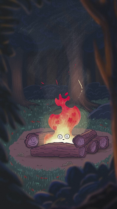 Fire in the woods 2d animación animation art arte cel animation fire frame by frame fuego illustration procreate procreate dreams woods