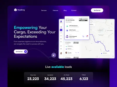 Trucking - Landing page for Trucking Services cargo desktop expedition figma figma community freight landing page logistics maps shipment track transportation trucker trucking ui web
