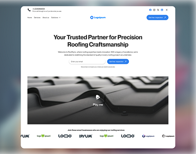 Roofsync figma footer hero section roofing roofing company ui ui design