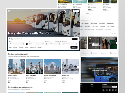 Horizone - Travel Page bento ui bus cities clean cool design promo road ticket travel trip ui web website