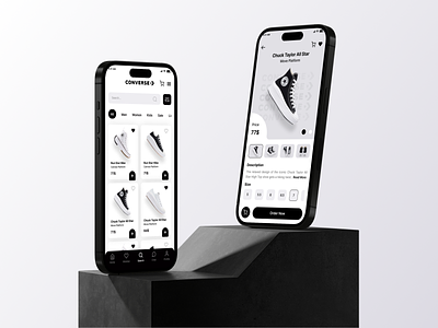 Converse Mobile App appdesign converseapp design footwearapp minimal mobiledesign sneakerapp ui uiux userinterface