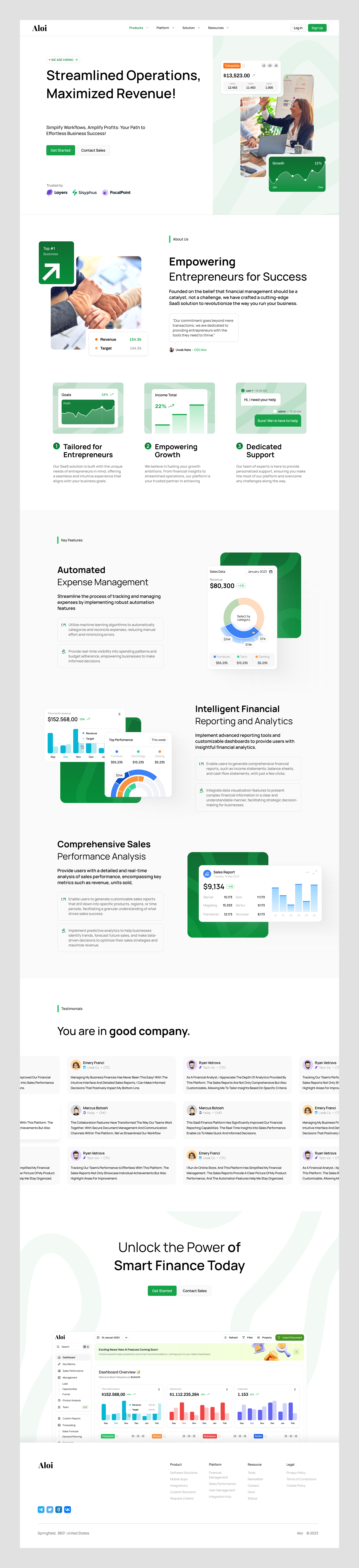 Aloi - SaaS Finance Landing Page animatio clean finance fintech hidaytama home page jitter landing page money saas slabdsgn ui ui design wallet web design website