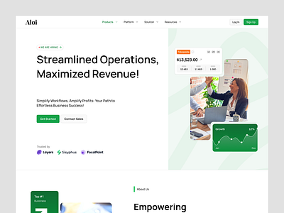 Aloi - SaaS Finance Landing Page animatio clean finance fintech hidaytama home page jitter landing page money saas slabdsgn ui ui design wallet web design website