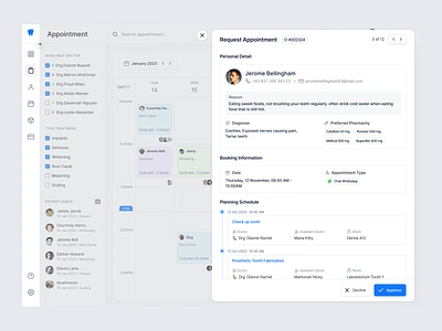 Dental Website Application - Appointment Details application appointment booking care clinic dental details health hospital information modal personal popup saas schedule software ui website