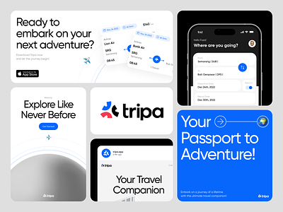 Tripa - Visual Identity bento brand brand design branding company logo design logo marks start up travel travel logo trip trip logo visual visual identity