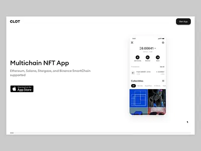 CLOT Wallet · Product Page animation clean clot crypto design desktop interaction design minimal nft principle sgustok wallet webdesign website