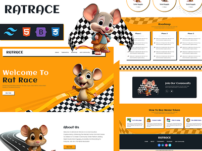 RatRace HTML5 & Tailwind CSS Template crypto crypto currency css currency html html5 investing memecoin meme coin landing page meme marketing memecoin business ratrace website template responsive tailwind tailwind template token web template