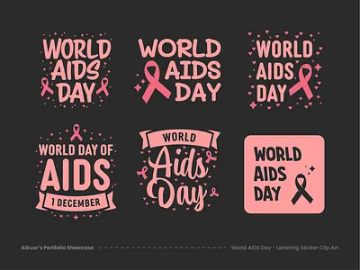 Alkusr - World AIDS Day Lettering Typography Sticker Clipart aids aids day art asia branding city culture design graphic design illustration lettering logo sticker typography ui